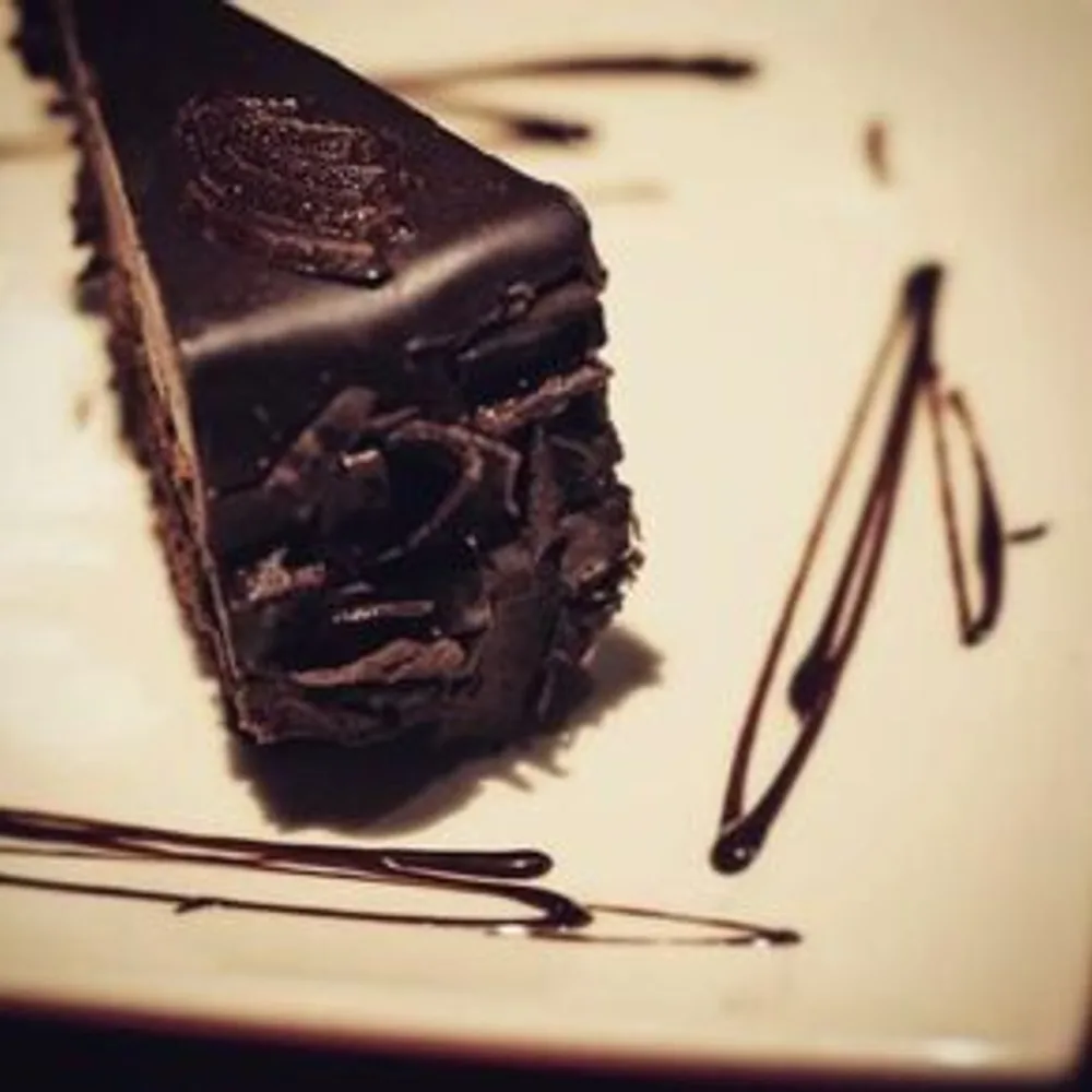 Rich chocolate fudge cake with ganache